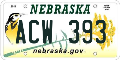 NE license plate ACW393