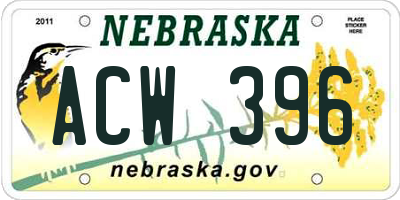 NE license plate ACW396