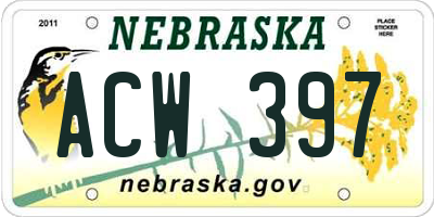 NE license plate ACW397