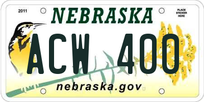 NE license plate ACW400