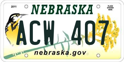 NE license plate ACW407