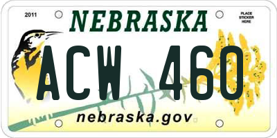 NE license plate ACW460