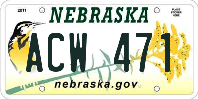 NE license plate ACW471