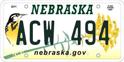NE license plate ACW494