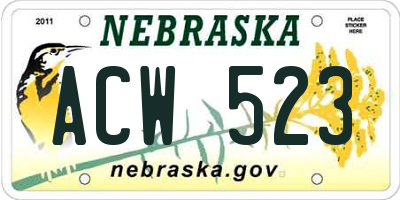 NE license plate ACW523