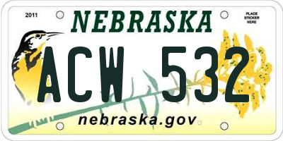 NE license plate ACW532