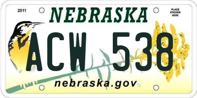 NE license plate ACW538