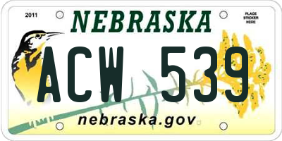 NE license plate ACW539