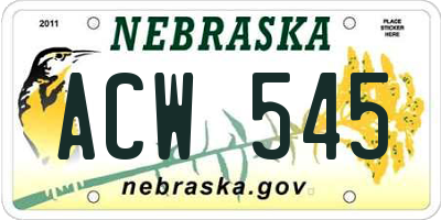 NE license plate ACW545