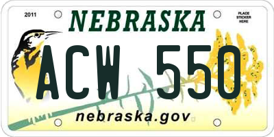 NE license plate ACW550