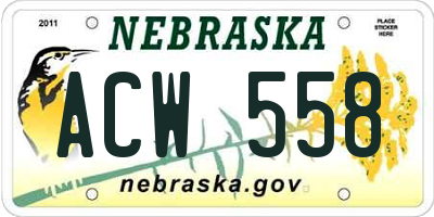 NE license plate ACW558
