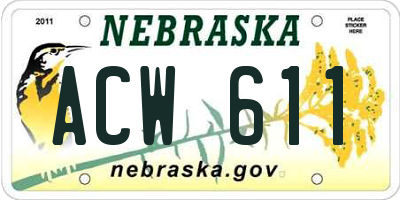 NE license plate ACW611
