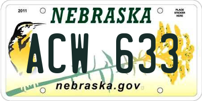 NE license plate ACW633