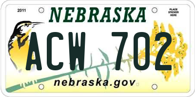 NE license plate ACW702