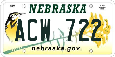 NE license plate ACW722