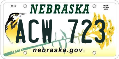 NE license plate ACW723
