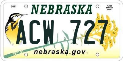 NE license plate ACW727