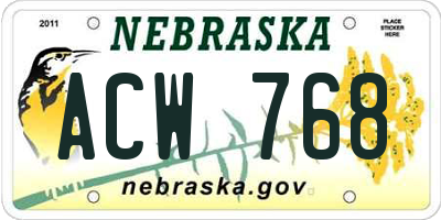 NE license plate ACW768