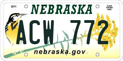 NE license plate ACW772