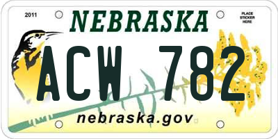 NE license plate ACW782