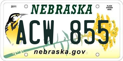 NE license plate ACW855