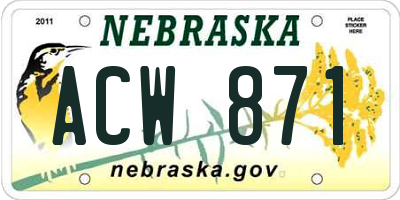 NE license plate ACW871