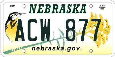NE license plate ACW877