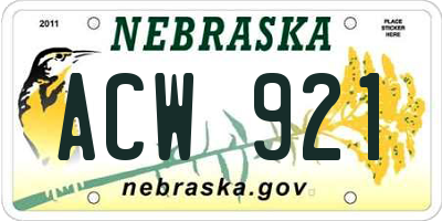 NE license plate ACW921