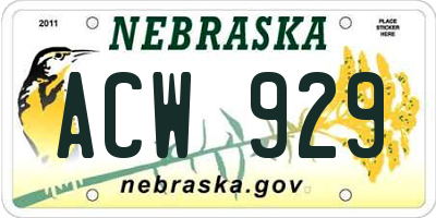 NE license plate ACW929