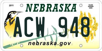 NE license plate ACW948