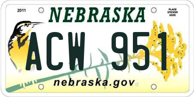 NE license plate ACW951
