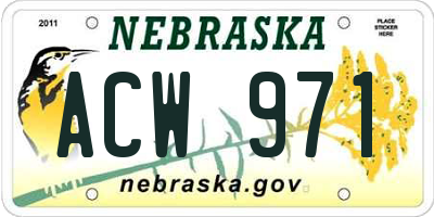 NE license plate ACW971