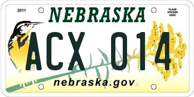 NE license plate ACX014