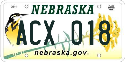 NE license plate ACX018