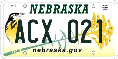 NE license plate ACX021
