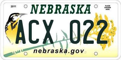 NE license plate ACX022