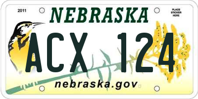 NE license plate ACX124