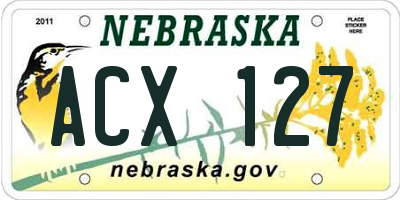 NE license plate ACX127