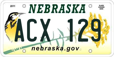 NE license plate ACX129