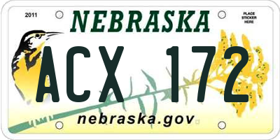 NE license plate ACX172