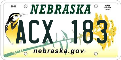 NE license plate ACX183