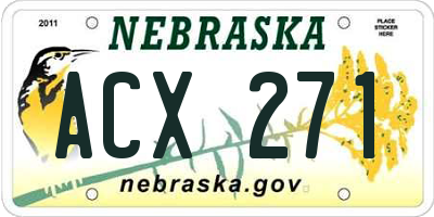 NE license plate ACX271