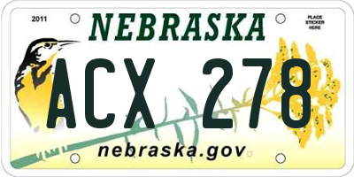 NE license plate ACX278