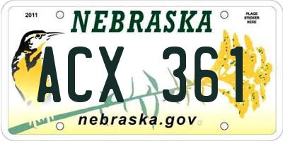 NE license plate ACX361