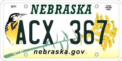 NE license plate ACX367