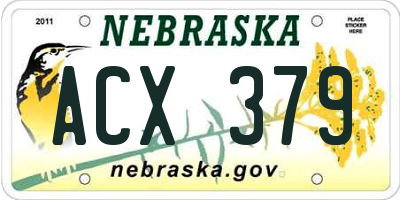 NE license plate ACX379