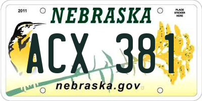 NE license plate ACX381