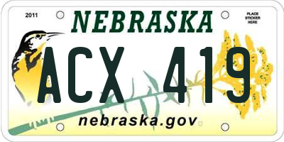 NE license plate ACX419