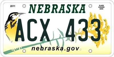 NE license plate ACX433