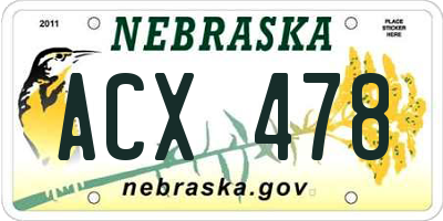 NE license plate ACX478